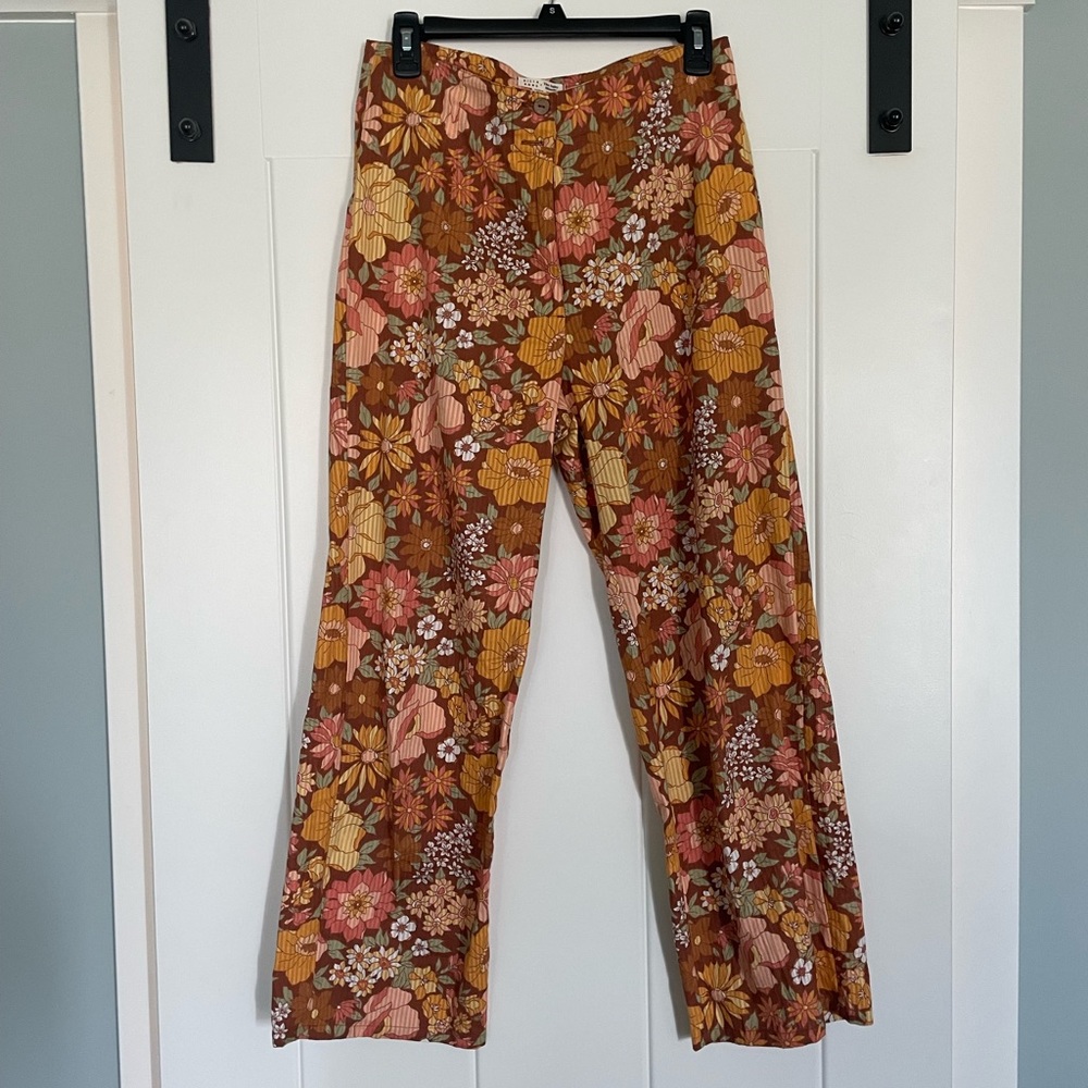boho floral straight leg pants